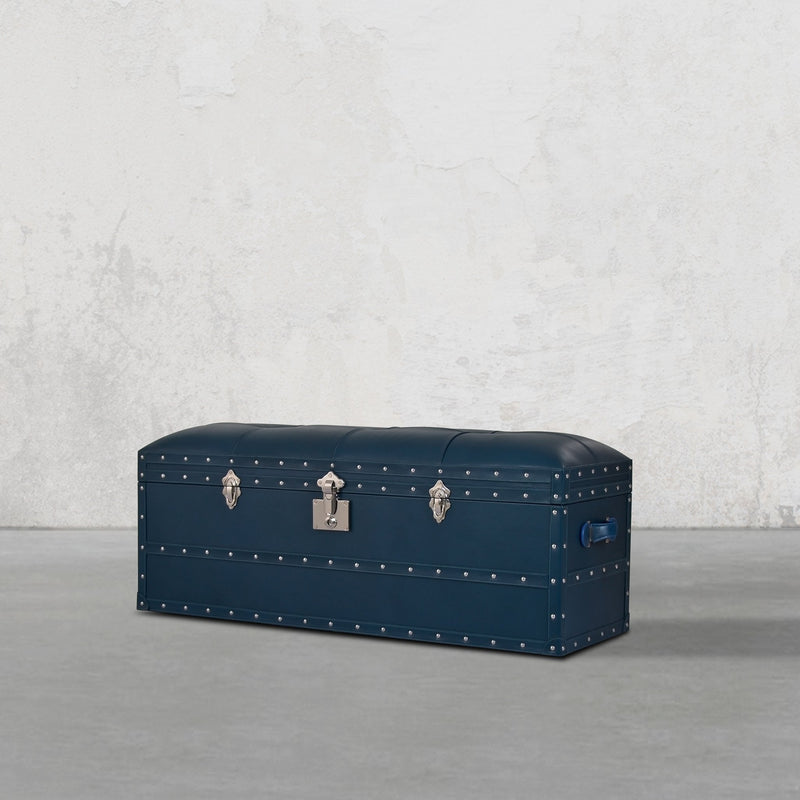 Long Seating and Storage Trunk - Vintage Blue