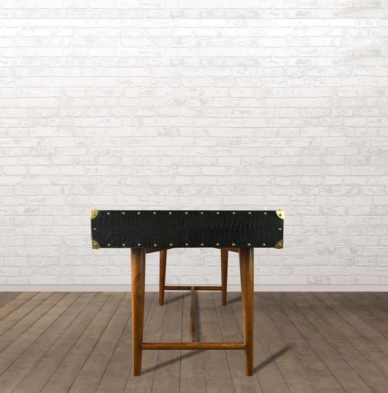 The Edwardian Study Desk in Black Leather