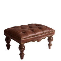 Churchill Leather Foot Stool in Brown Two Tone