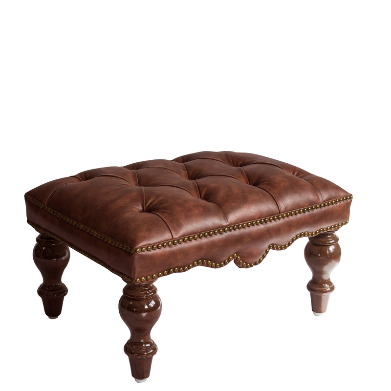 Churchill Leather Foot Stool in Brown Two Tone