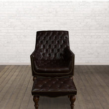 Load image into Gallery viewer, Churchill Leather Reading Chair with Foot Stool
