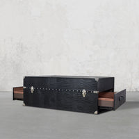 Vintage Trunk Coffee Table in Black Leather