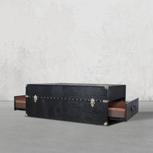 Load image into Gallery viewer, Vintage Trunk Coffee Table in Black Leather
