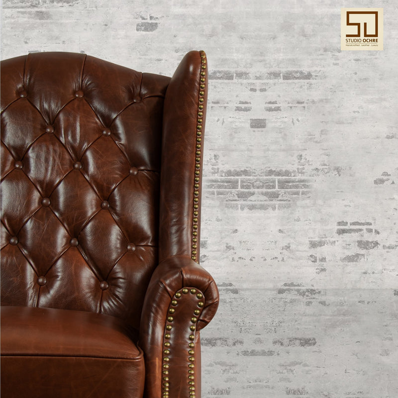 Heritage Wing Chair in Vintage Brown