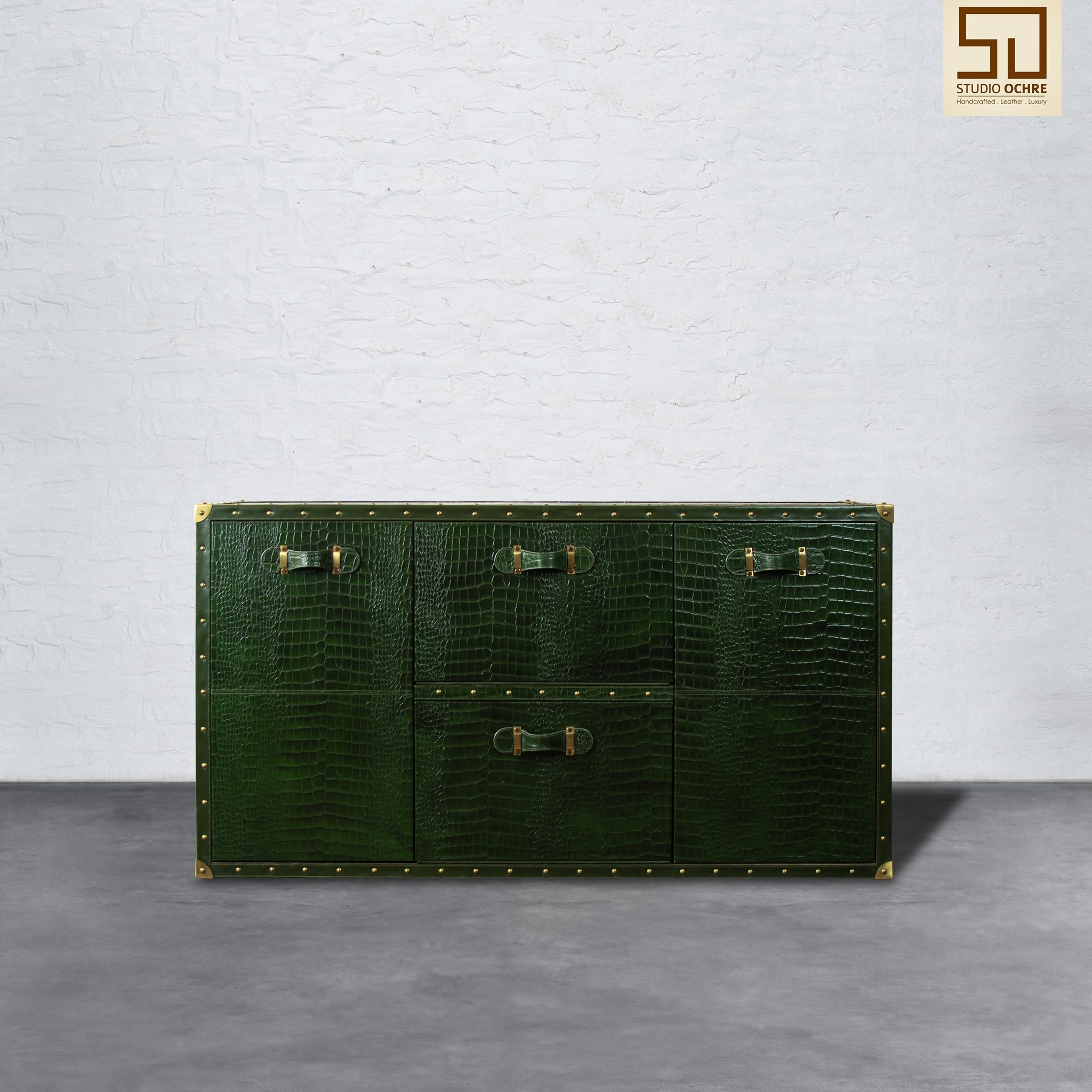 Vintage Trunk Cabinet - Bottle Green