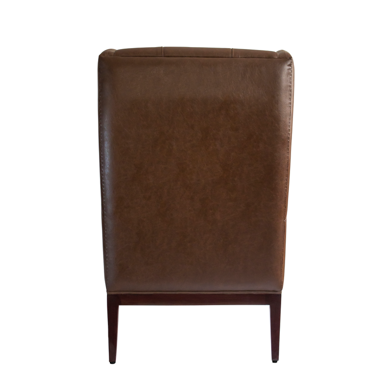 Manhattan High Back Wing Chair - Coffee Brown