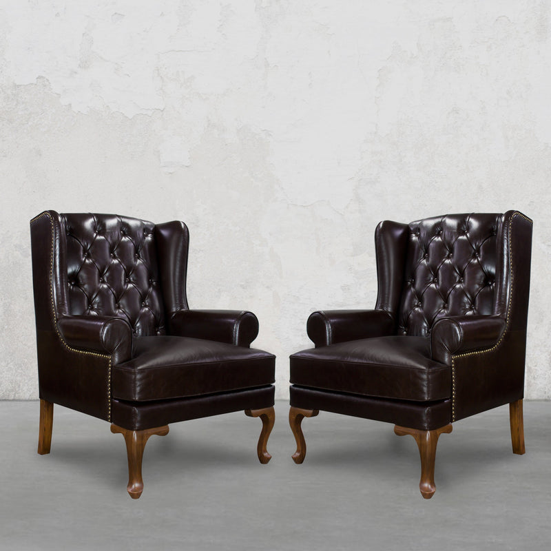 Directors Wing Chair in Espresso Brown
