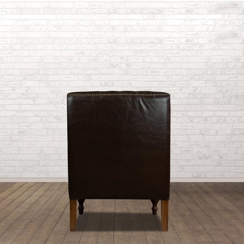Churchill Leather Reading Chair with Foot Stool