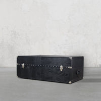 Vintage Trunk Coffee Table in Black Leather