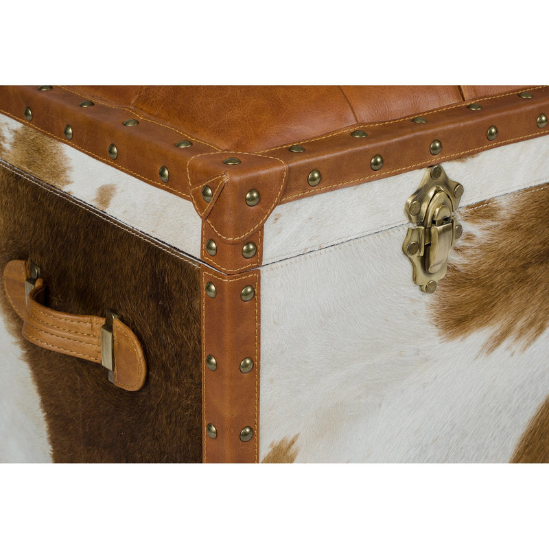 Long Seating and Storage Trunk - Natural Hair-on