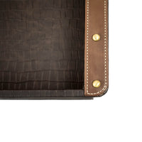 Tray On Stand in Brown Leather