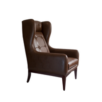 Manhattan High Back Wing Chair - Coffee Brown