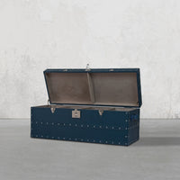 Long Seating and Storage Trunk - Vintage Blue