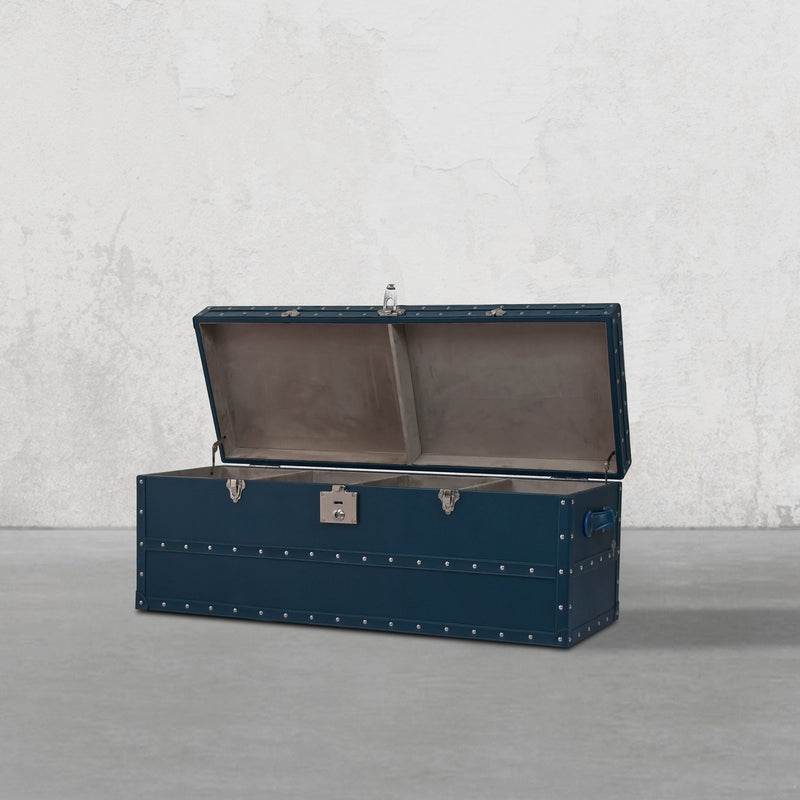 Long Seating and Storage Trunk - Vintage Blue