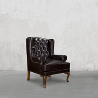 Directors Wing Chair in Espresso Brown