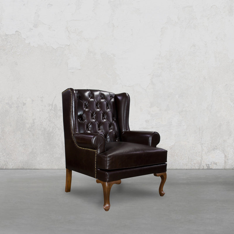Directors Wing Chair in Espresso Brown