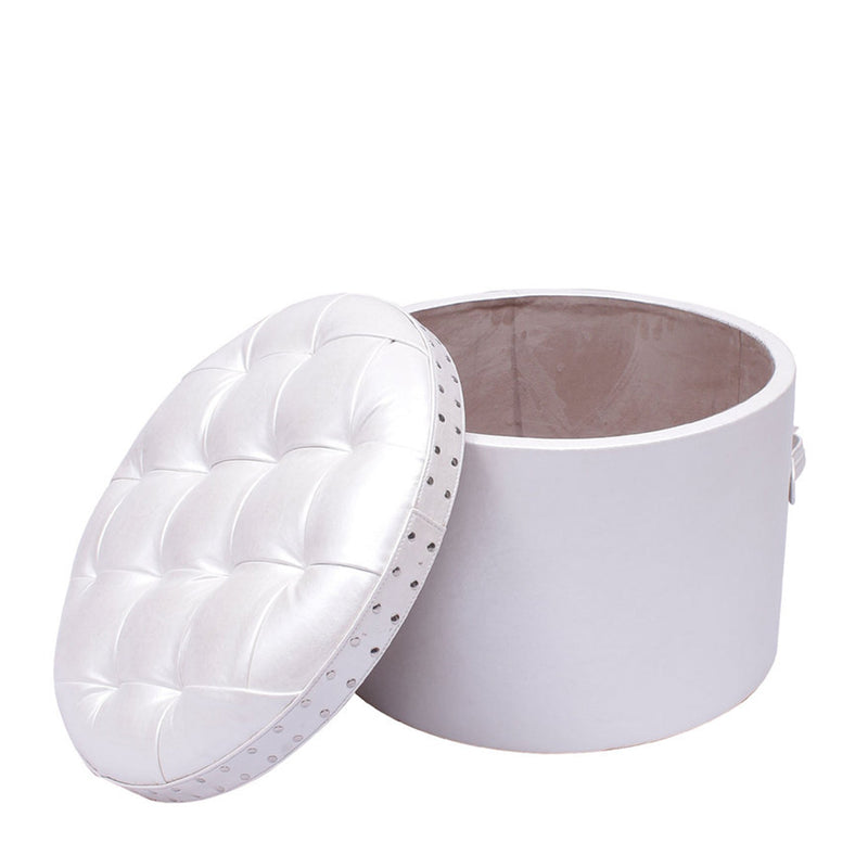 Ivory Round Pouffe