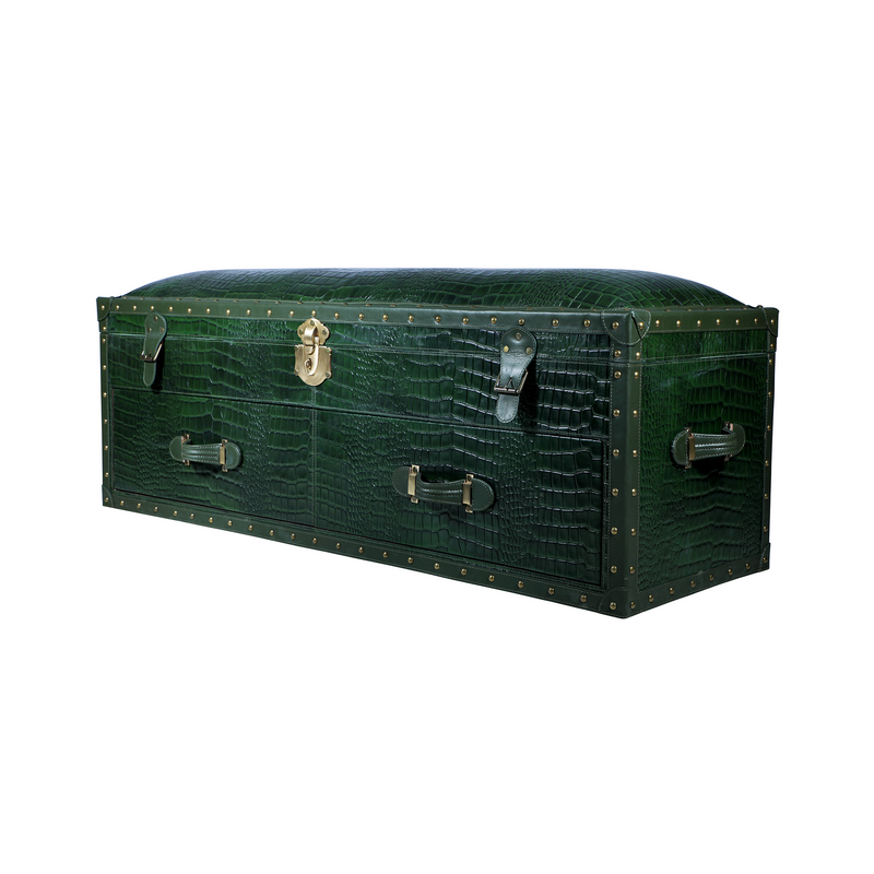 Long Seating and Storage Trunk - Bottle Green