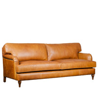 Lancashire Round Arm Three Seater Leather Sofa