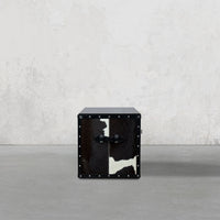 Black & White Hair-on Bed Side Table