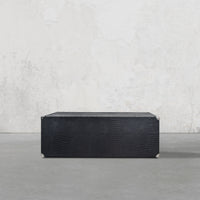 Vintage Trunk Coffee Table in Black Leather