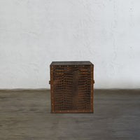 Bed Side Table with Top Open - Vintage Brown Tan