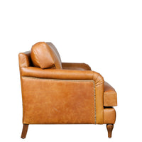Lancashire Round Arm Four Seater Leather Sofa