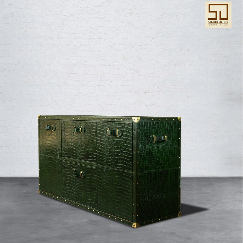 Vintage Trunk Cabinet - Bottle Green