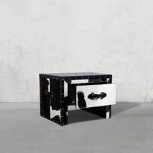 Load image into Gallery viewer, Black &amp; White Hair-on Bed Side Table
