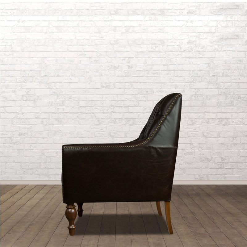 Churchill Leather Reading Chair with Foot Stool