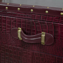 Load image into Gallery viewer, Vintage Trunk Coffee Table with Glass Top - Burgundy
