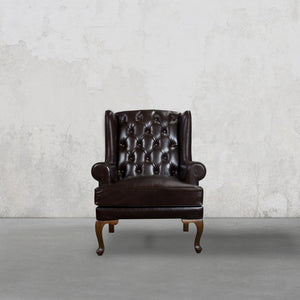 Directors Wing Chair in Espresso Brown