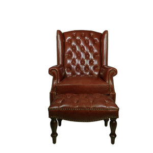 Heritage Wing Reading Chair with Foot Stool