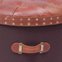 Genuine Leather Round Pouffe