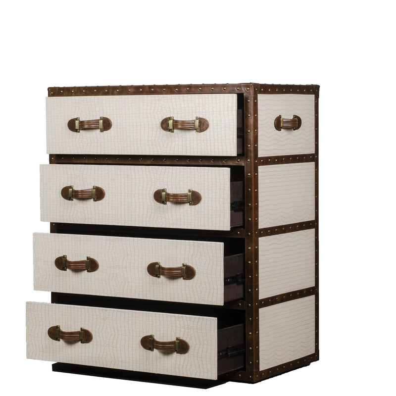 Vintage Trunk Chest of Drawers - Cream