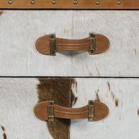 Vintage Trunk Chest of Drawers cum TV Unit - Natural Hair-on