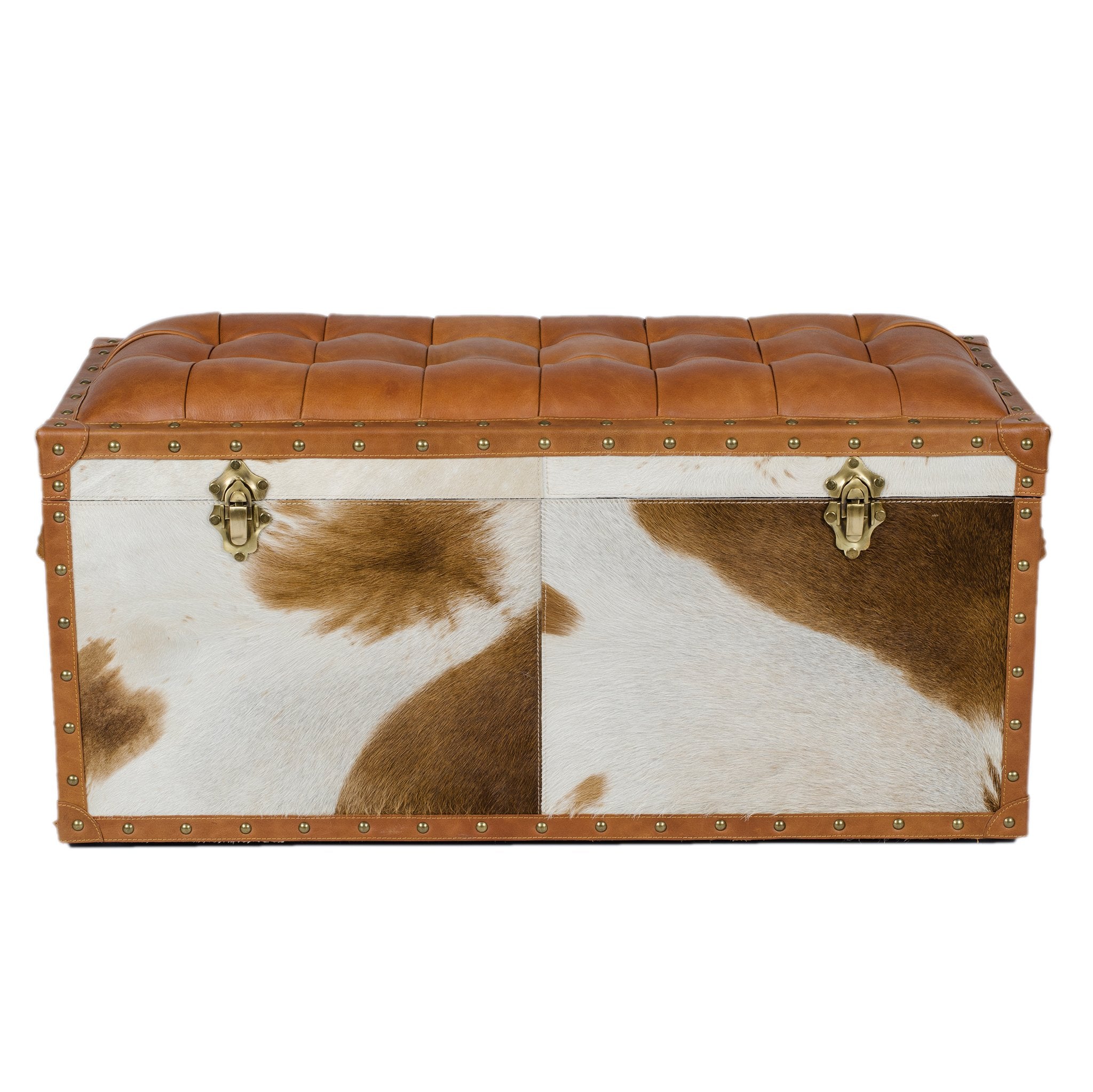 Long Seating and Storage Trunk - Natural Hair-on