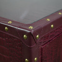 Vintage Trunk Coffee Table with Glass Top - Burgundy