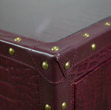 Load image into Gallery viewer, Vintage Trunk Coffee Table with Glass Top - Burgundy
