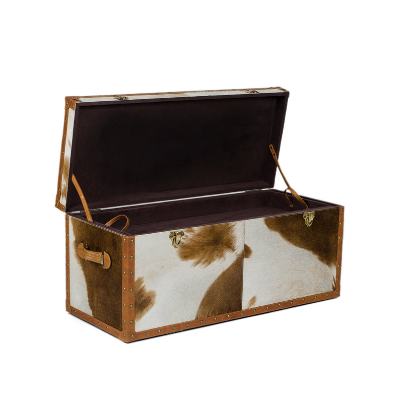 Long Seating and Storage Trunk - Natural Hair-on