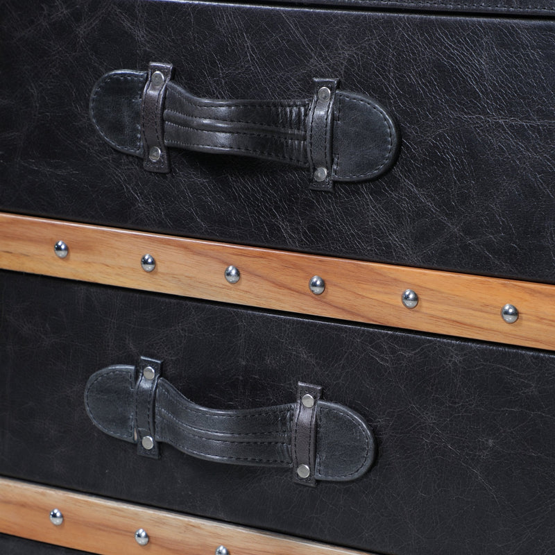 Vintage Streamer Trunk Bed Side Table - Vintage Black