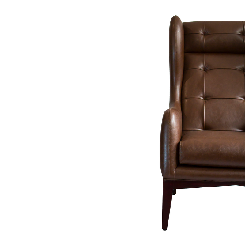 Manhattan High Back Wing Chair - Coffee Brown