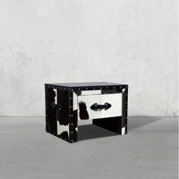 Black & White Hair-on Bed Side Table