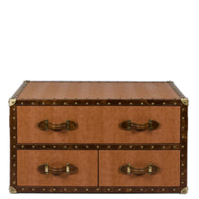Load image into Gallery viewer, Leather Vintage Trunk Coffee Table - Tan
