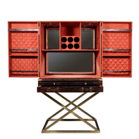 Heritage Trunk Bar on Stand - Vintage Brown Tan