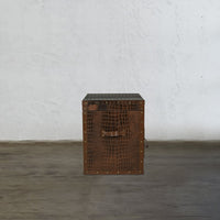 Bed Side Table with Top Open - Vintage Brown Tan