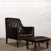 Churchill Leather Reading Chair with Foot Stool