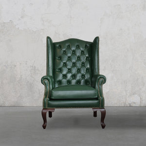 Heritage Wing Chair- Bottle Green