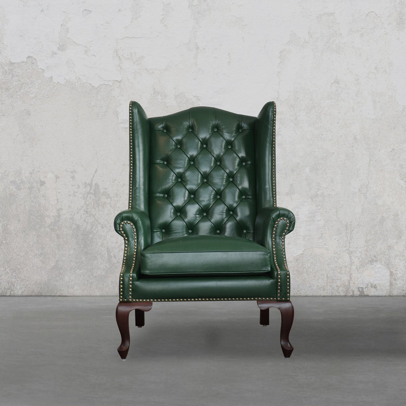 Heritage Wing Chair- Bottle Green