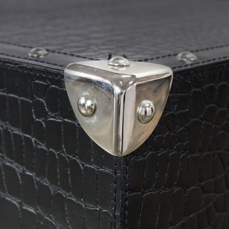 Vintage Trunk Coffee Table in Black Leather